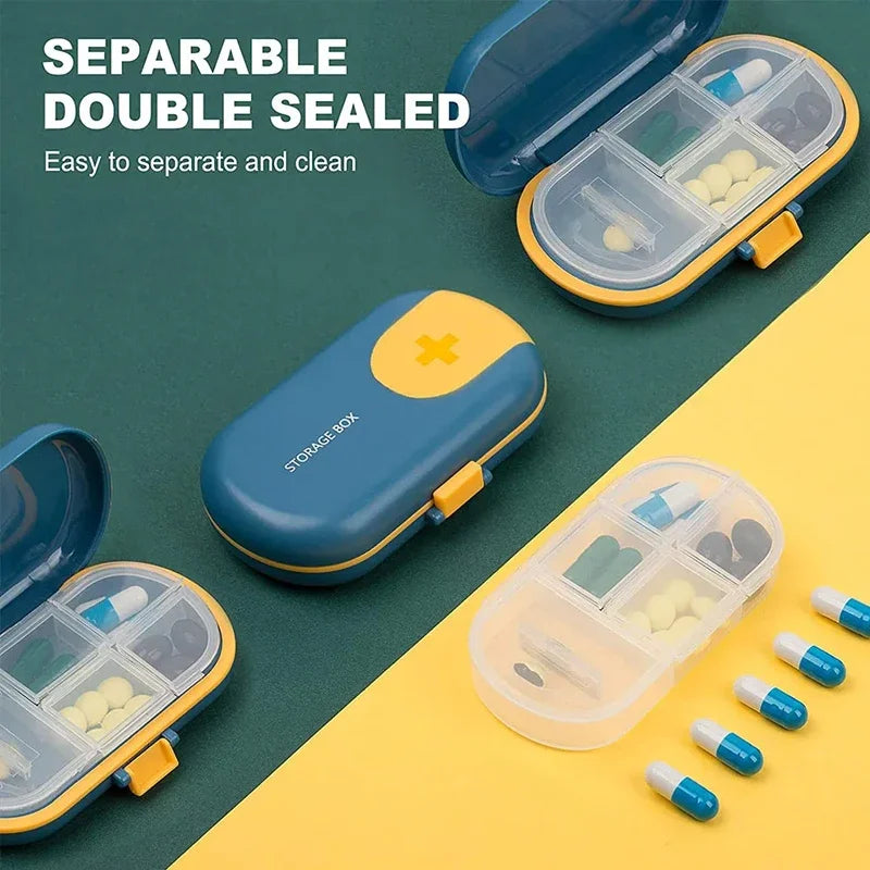 Travel Pill Organizer with Cutter & 4 Compartments | BPA-Free Pill Organizer Case PRIMED