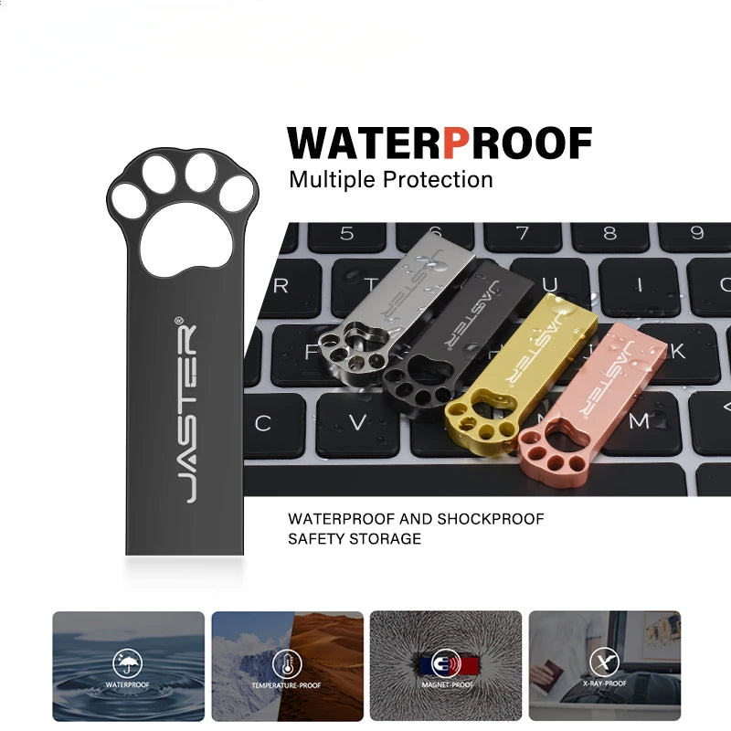 Cat's Paw Metal USB Flash Drive 128GB – Free Custom Logo USB Flash Drive PRIMED