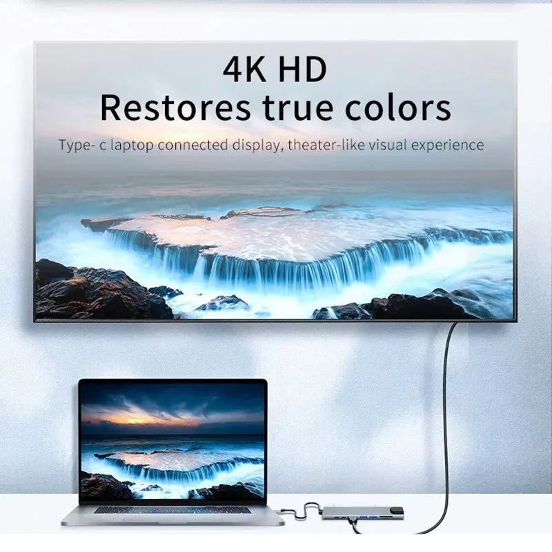 USB-C 8-in-1 Hub | 4K HDMI, RJ45, SD/TF, PD Charging USB-C Multiport Hub PRIMED