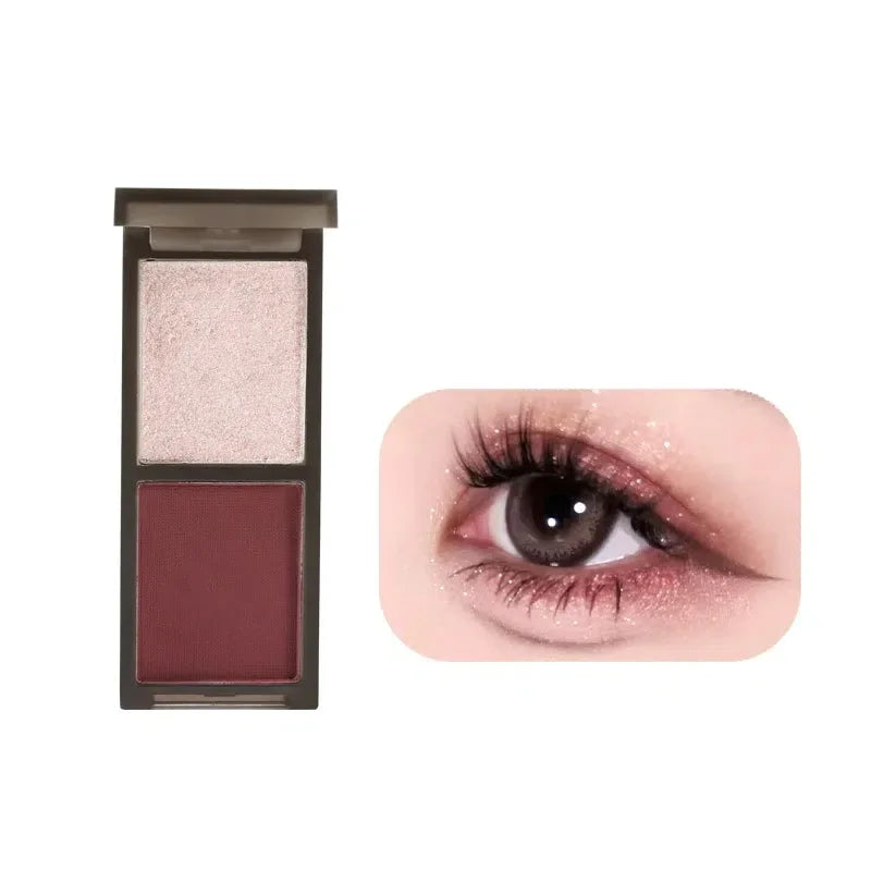 Two-Color Matte & Glitter Eyeshadow Palette – Red & Black