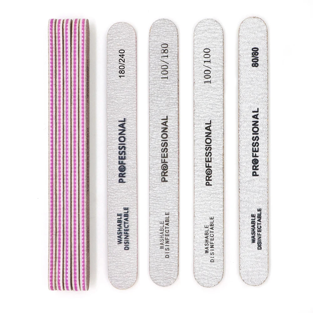 JEARLYU Grey Zebra Nail Files Multi-Grit Double Sided | 5/10 Pack Nail Files PRIMED