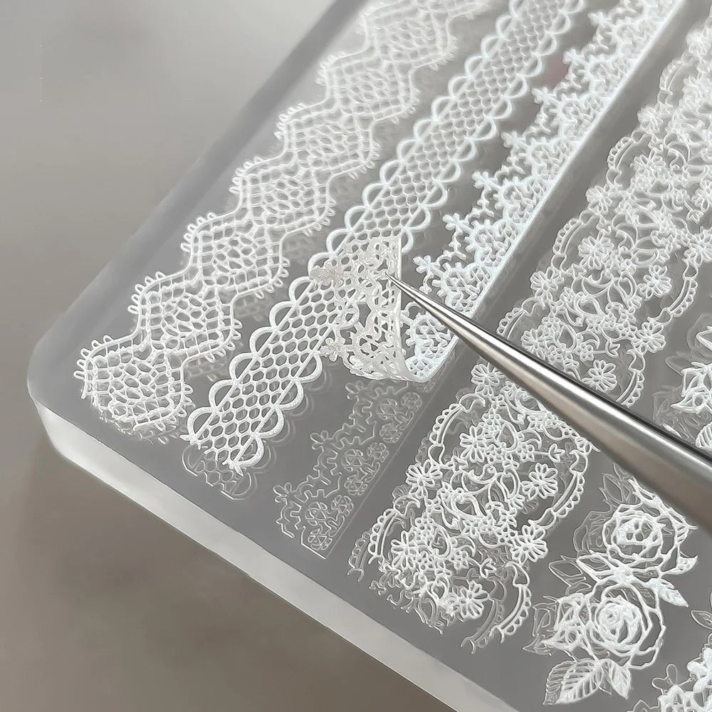 Lace Nail Silicone Mold – Rose, Plaid & Snowflake Embossing Nail Art Mold PRIMED