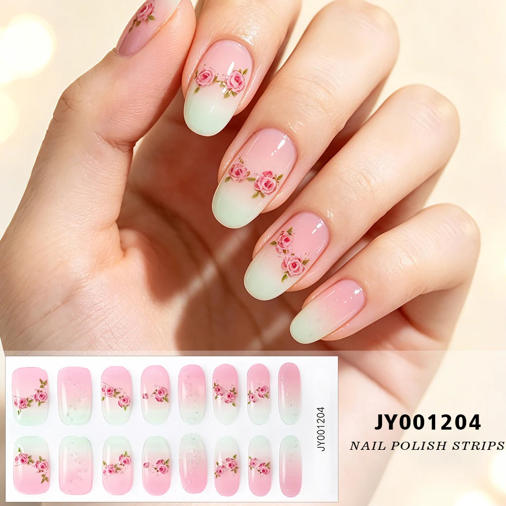Spring Daisy Nail Stickers 16 Tips | Full Cover Glitter Decals