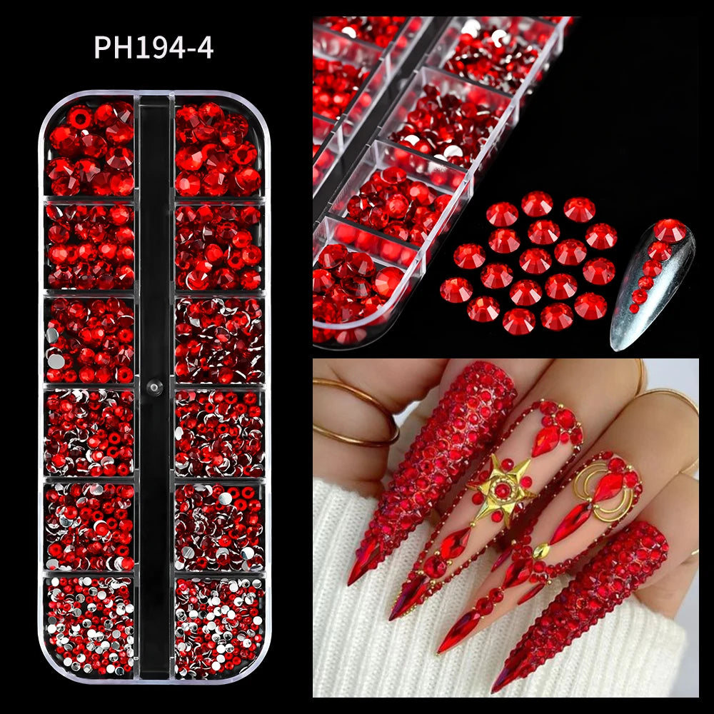 2000Pcs Flat Back Crystal Rhinestones Mix SS6–SS30 Nail Art Nail Art Rhinestones PRIMED 04