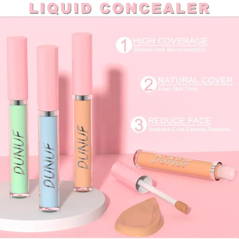 DUNUF Color Correcting Liquid Concealer – 8 Shades, Waterproof