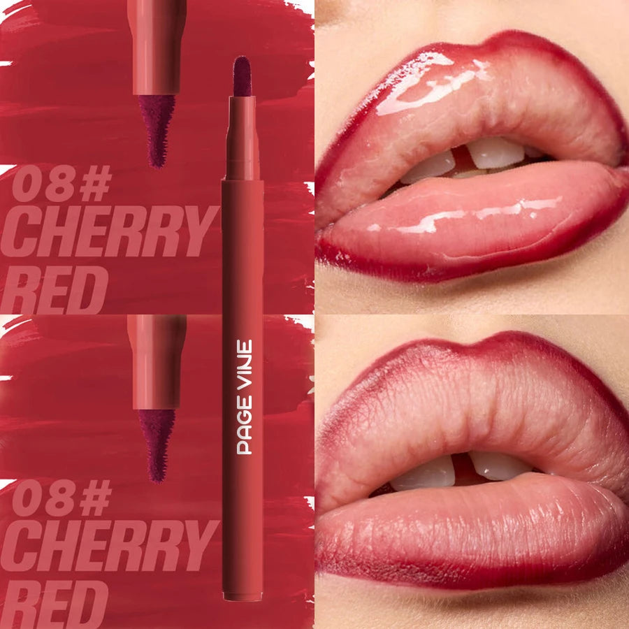 Waterproof Velvet Matte Lip Liner Pencil – Nude & Cherry Red