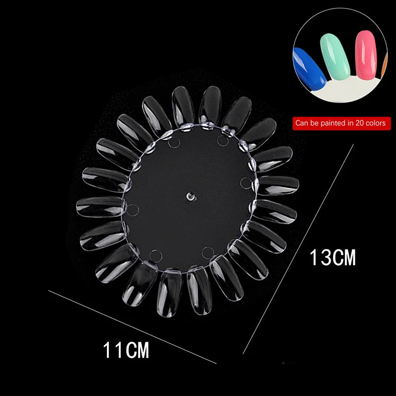 Nail Color Display Board & Practice Wheel – 20 Acrylic Tips
