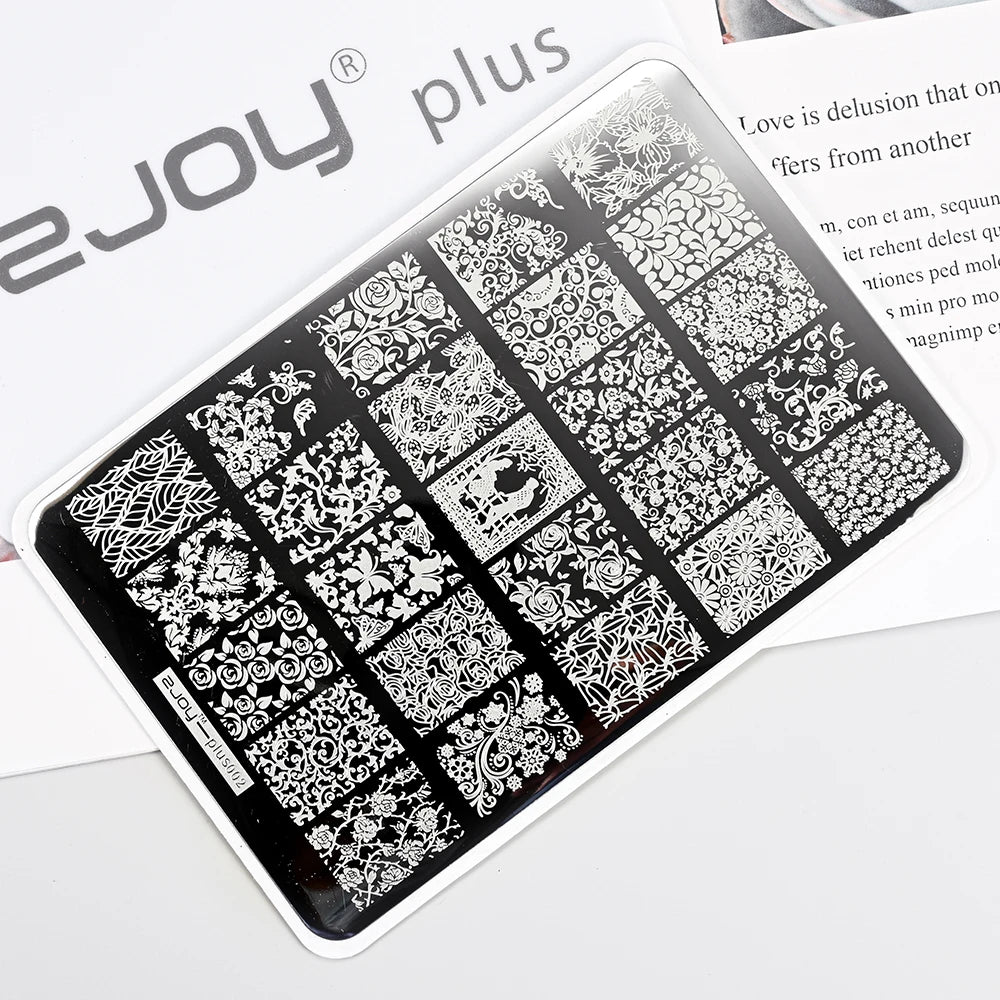 MAFANAILS Big Nail Stamping Plate – Geometry, Animals & Floral Nail Stamping Plate PRIMED TL-Plus002