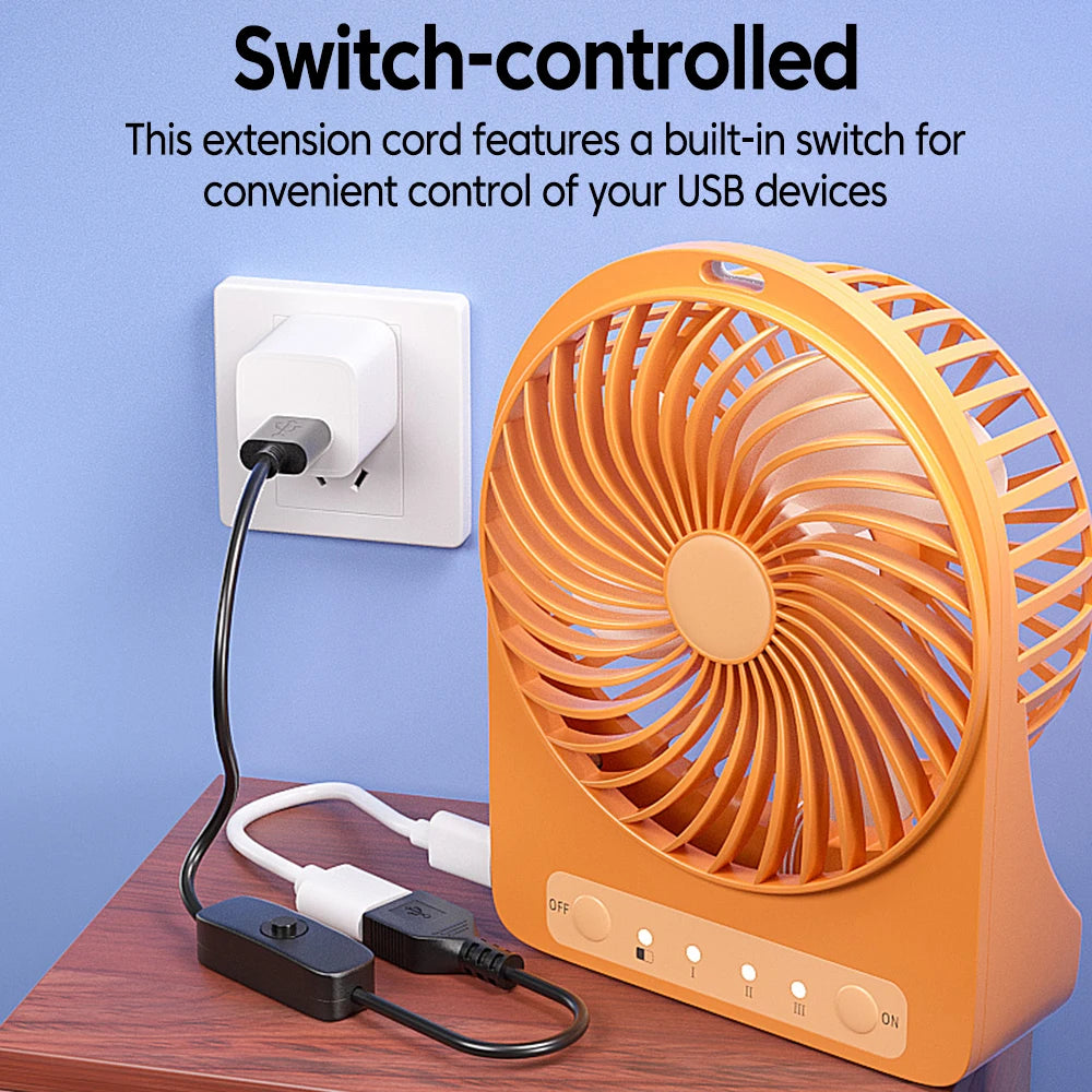 USB 2.0 Extension Cable with Inline Switch for Fan & LED Light USB Switch Cable PRIMED