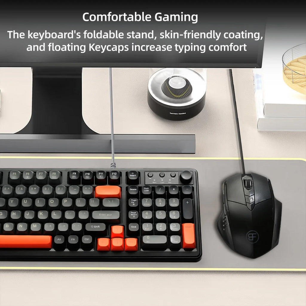 RGB Wired Keyboard & Mouse Combo – 98-Key Mechanical USB Set Keyboard Mouse Combo PRIMED