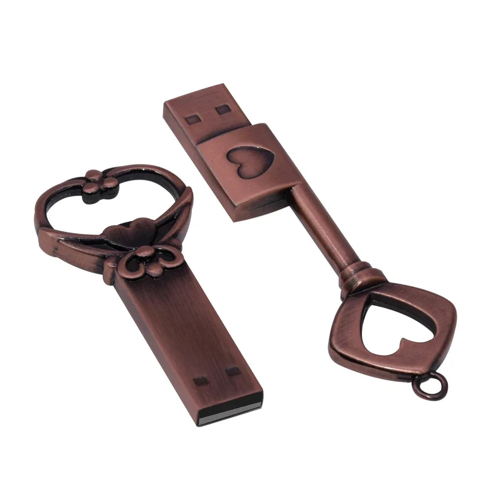 10-Pack Copper Heart USB Flash Drives 64GB 128GB Metal Gift USB Flash Drive PRIMED