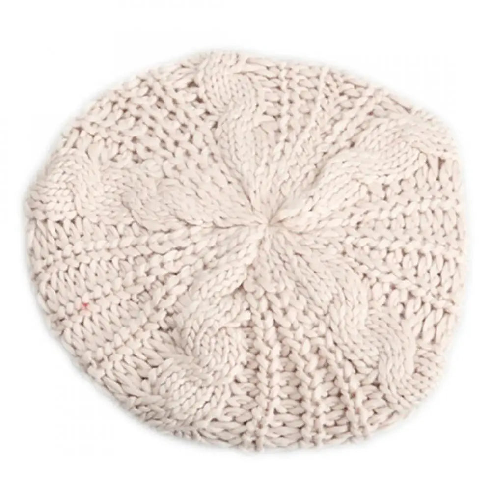 Women's Braided Knit Beret Beanie Hat – Warm Winter Ski Cap Knit Beret Beanie PRIMED