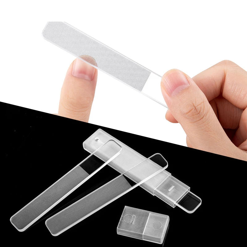 Transparent Glass Nail Files with Box – 2/5 Pcs Manicure Set Glass Nail File PRIMED