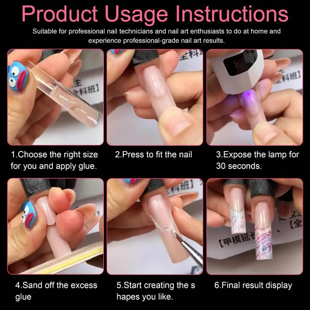 140Pcs Clear Nail Extension Forms – Reusable French Dual Nails