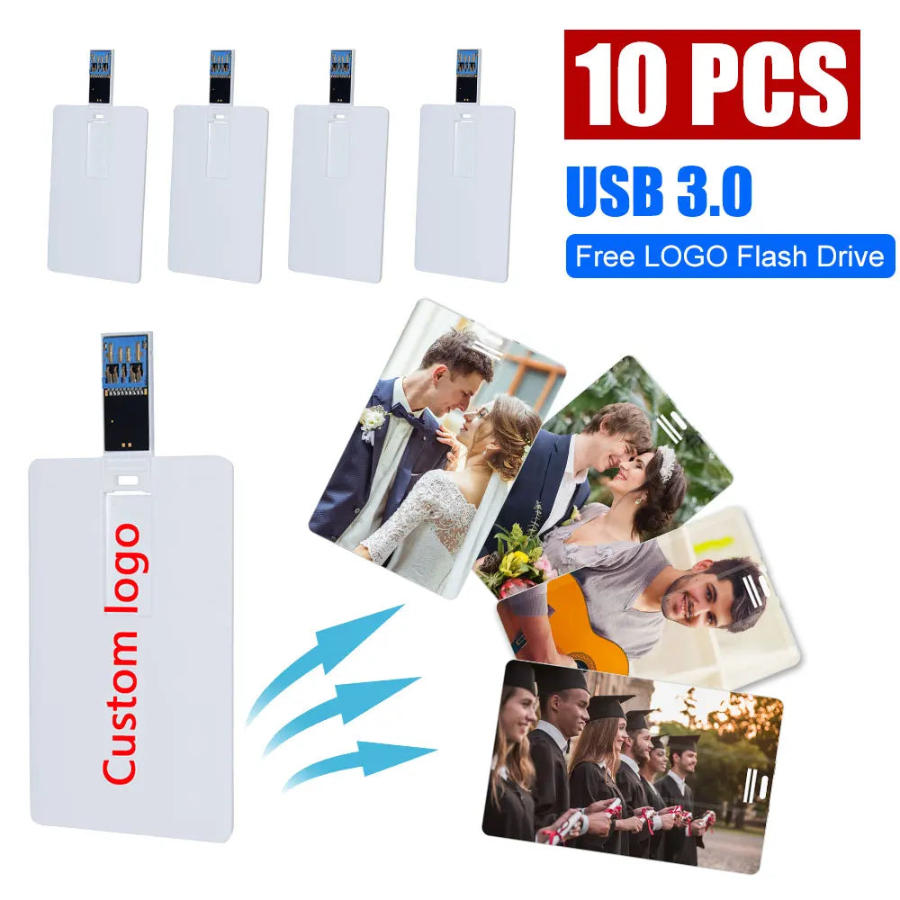 10-Pack Custom Logo Credit Card USB Flash Drives 8GB–64GB USB Flash Drive PRIMED