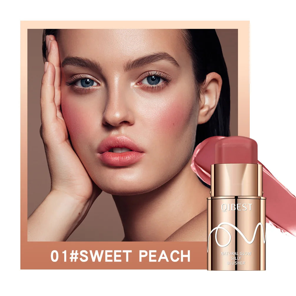 QiBest 6-Color Cream Blush Stick – Waterproof & Long-Lasting Cream Blush Stick PRIMED 01 SWEET PEACH