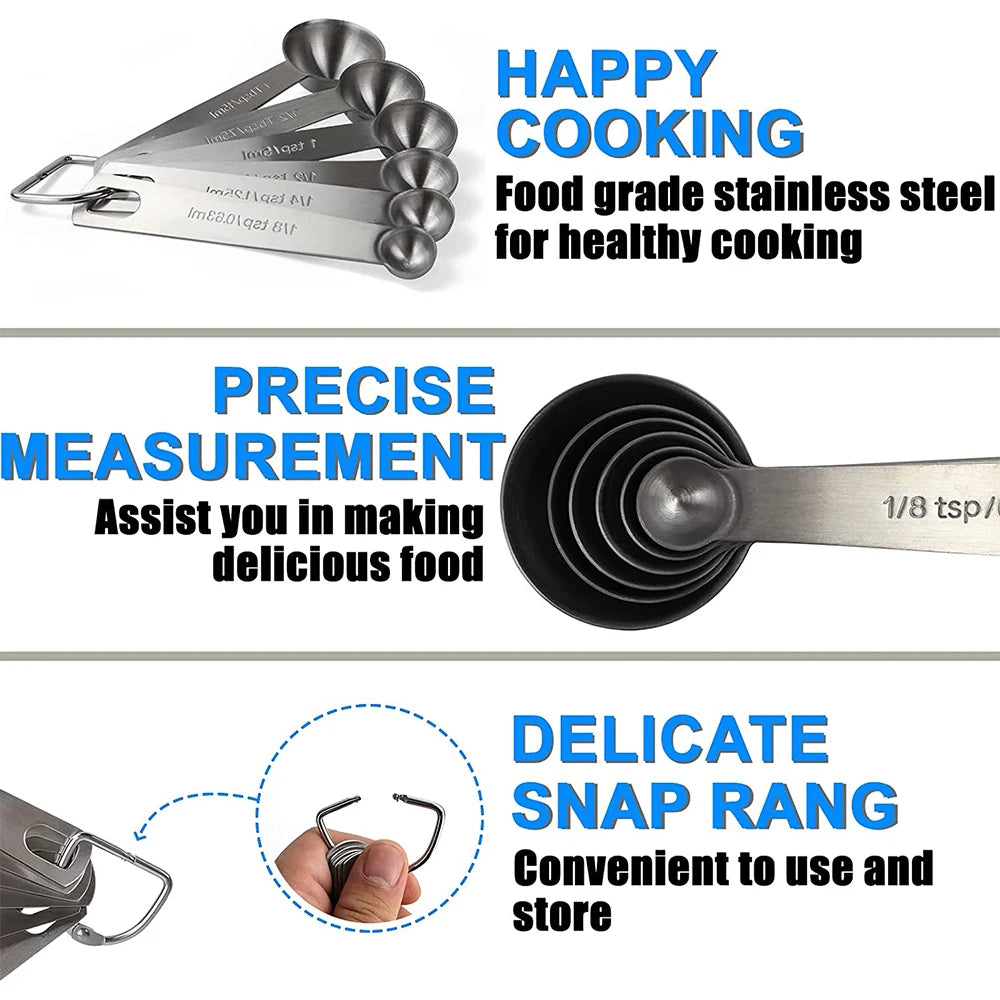 LMETJMA 6-Piece Stainless Steel Measuring Spoon Set | Baking Measuring Spoon Set PRIMED