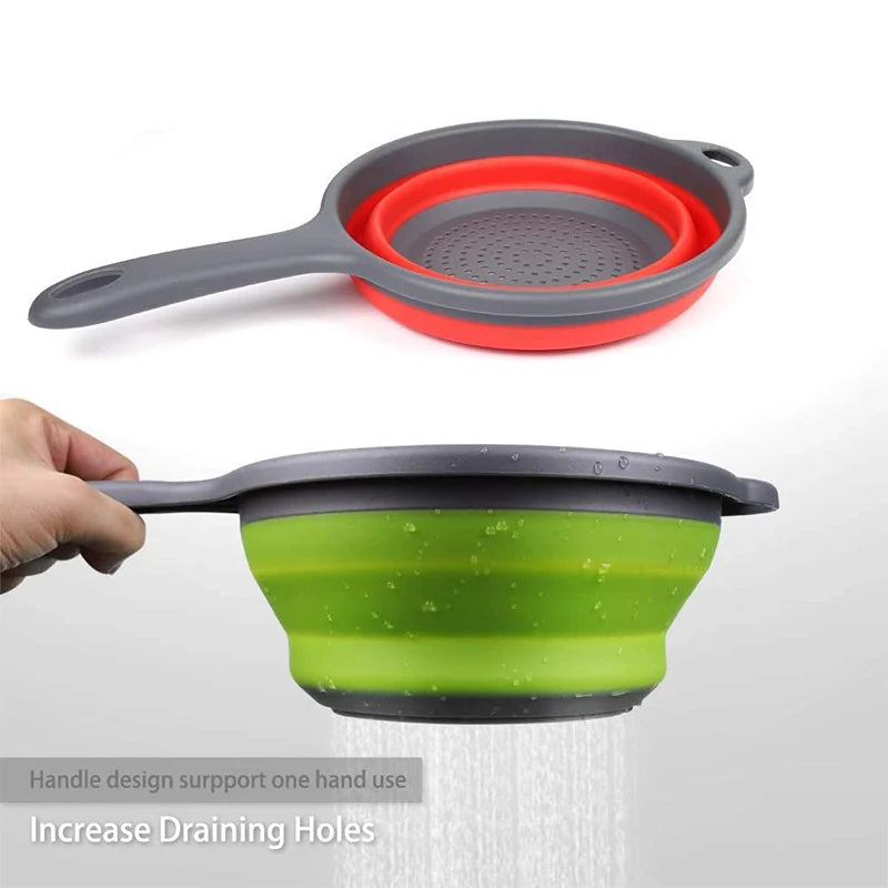 LMETJMA Silicone Collapsible Colander & Folding Kitchen Strainer Collapsible Colander PRIMED