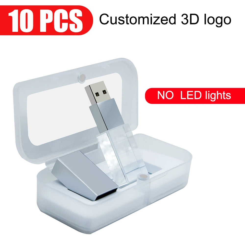 10-Pack 128GB Crystal LED USB Flash Drives | Free Custom Logo USB Flash Drive PRIMED 4GB silver-box no led