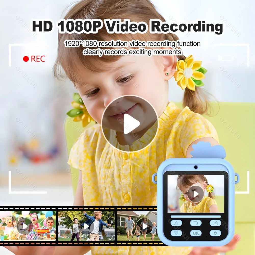 Kids Instant Print Camera 1080P HD Dual Lens 58mm Thermal Printer Kids Instant Camera PRIMED