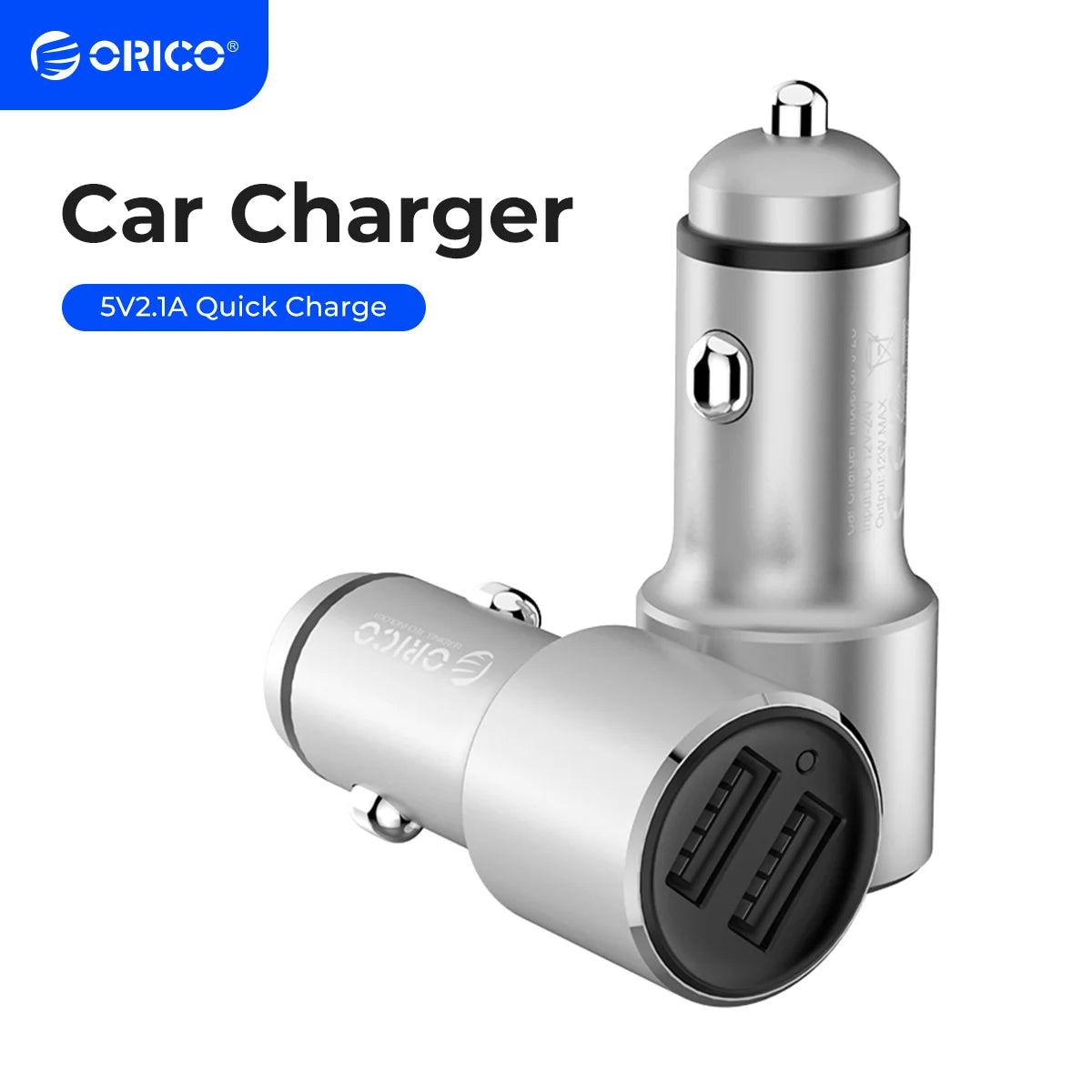 ORICO 12W Dual USB Car Charger – Cigarette Lighter Adapter Dual USB Car Charger PRIMED