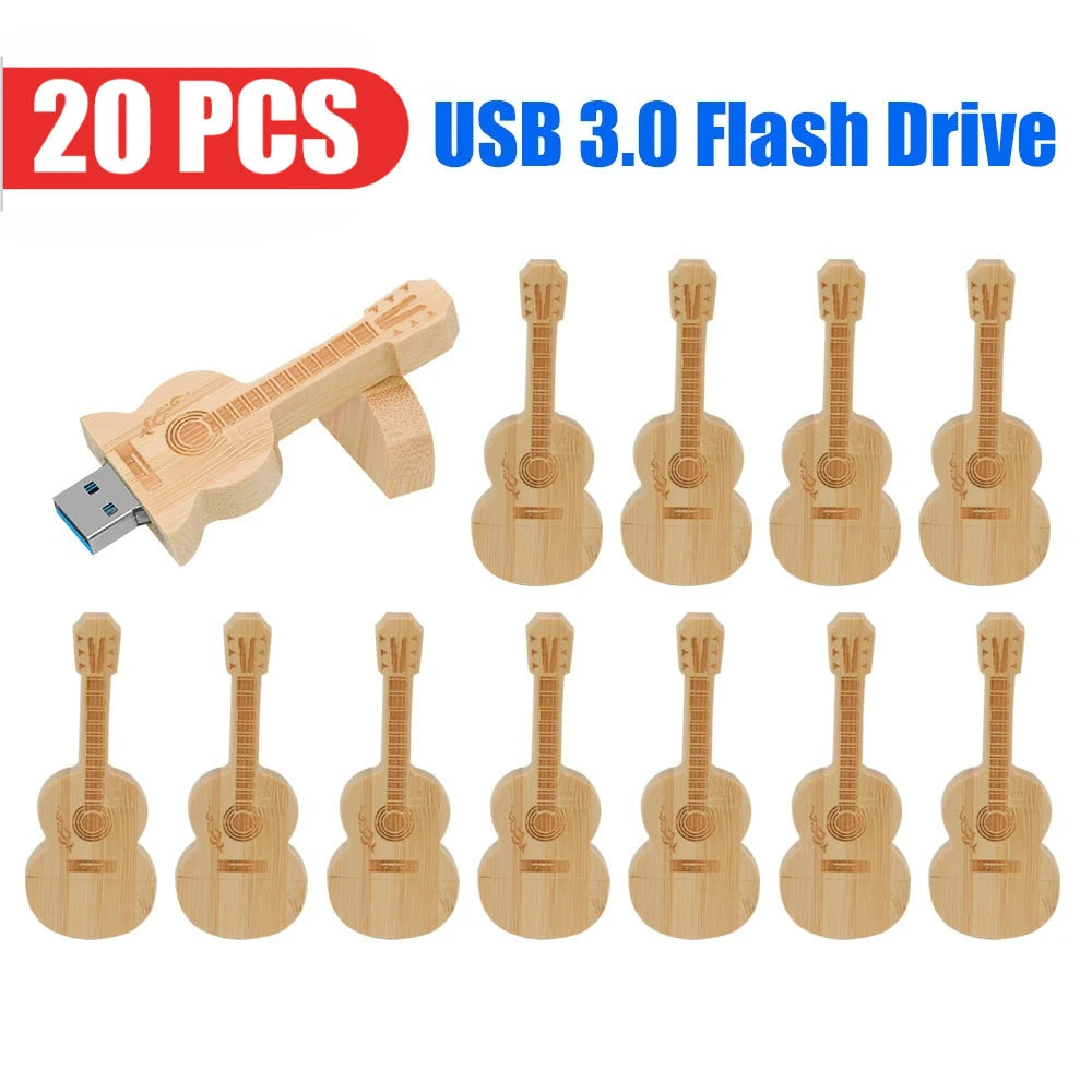 Guitar USB 3.0 Flash Drive Custom Logo Bulk | 32GB 64GB 128GB Custom USB Flash Drive PRIMED 16 GB Bamboo 20pcs China Mainland