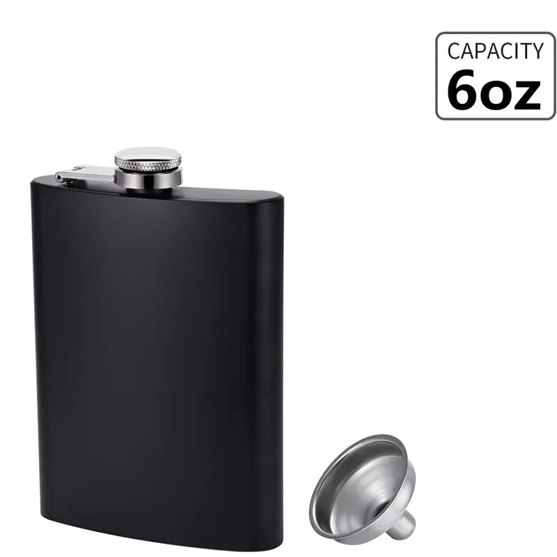 Stainless Steel Hip Flask Set 6/7/8oz – Leakproof & Funnel Hip Flask Set PRIMED 6 oz