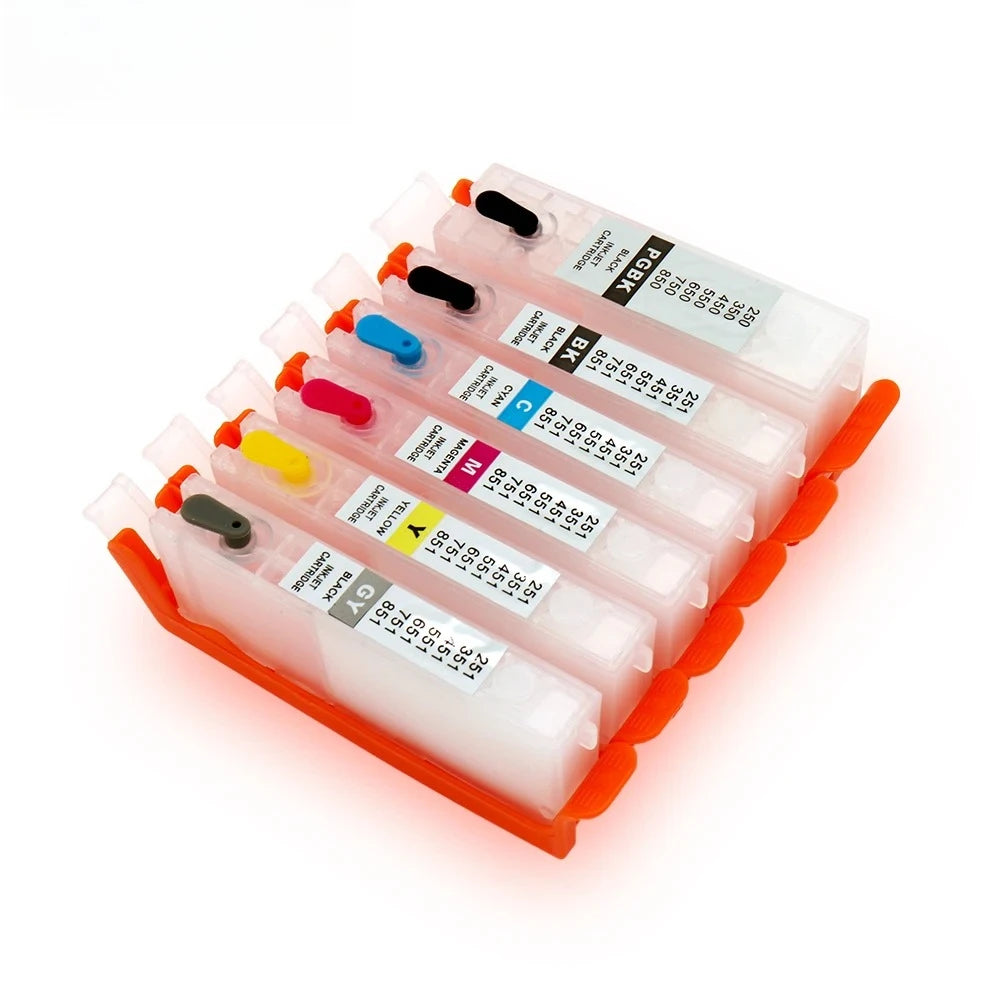 6-Pack PGI-550 CLI-551 Refillable Ink Cartridges for Canon Ink Cartridge Set PRIMED
