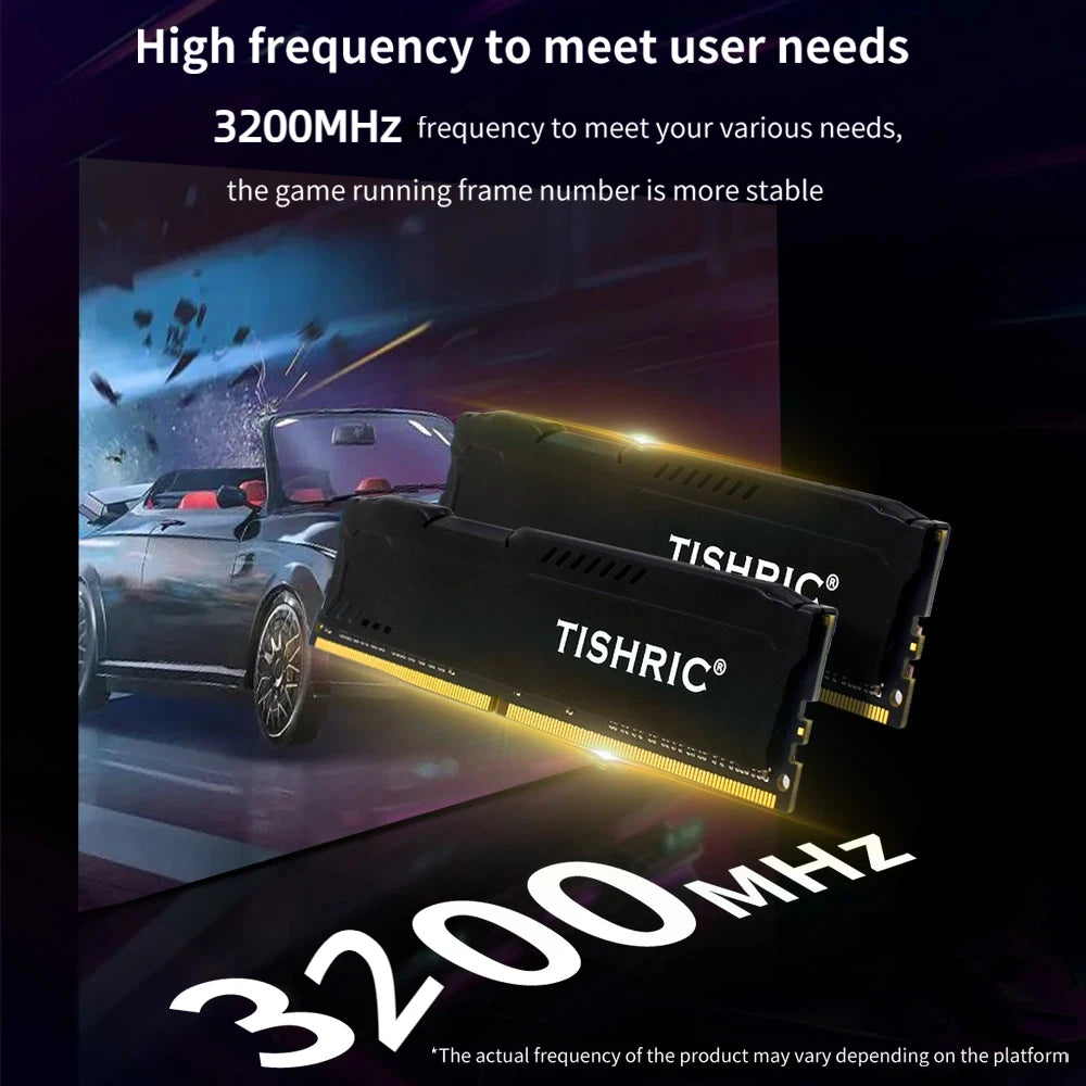 TISHRIC DDR4 16GB 3200MHz Desktop RAM with Heatsink | DIMM Desktop RAM Module PRIMED