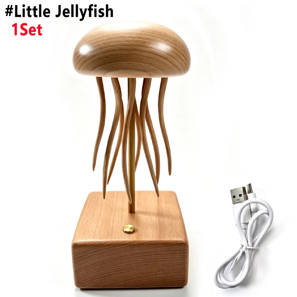 Wooden Jellyfish Automaton Sculpture – Kinetic Desk Decor