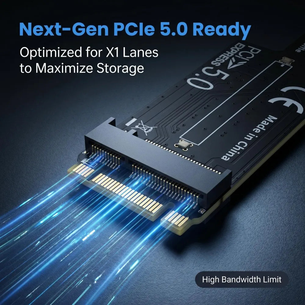 TISHRIC PCIe 5.0/4.0 M.2 NVMe Expansion Card x1 to x16 NVMe Expansion Card PRIMED