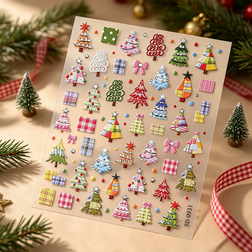 Christmas Tree Silvery Foil Nail Art Stickers – Holiday Decals