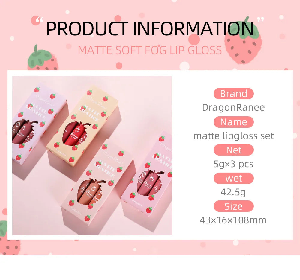 Dragon Ranee 3-Pc Matte Velvet Liquid Lipstick Set – Waterproof Liquid Lipstick Set PRIMED
