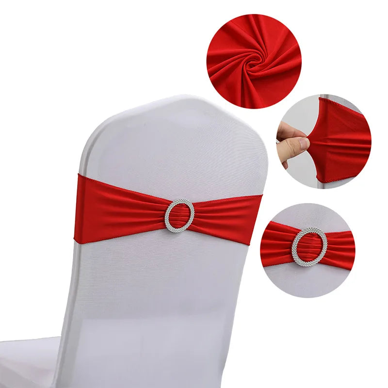10 Pcs Spandex Chair Sashes with Buckle Slider | Wedding Décor