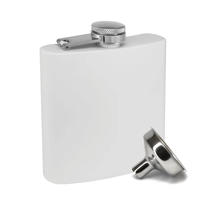 LMETJMA 6oz Stainless Steel Hip Flask with Funnel – Leak Proof Hip Flask PRIMED WHITE