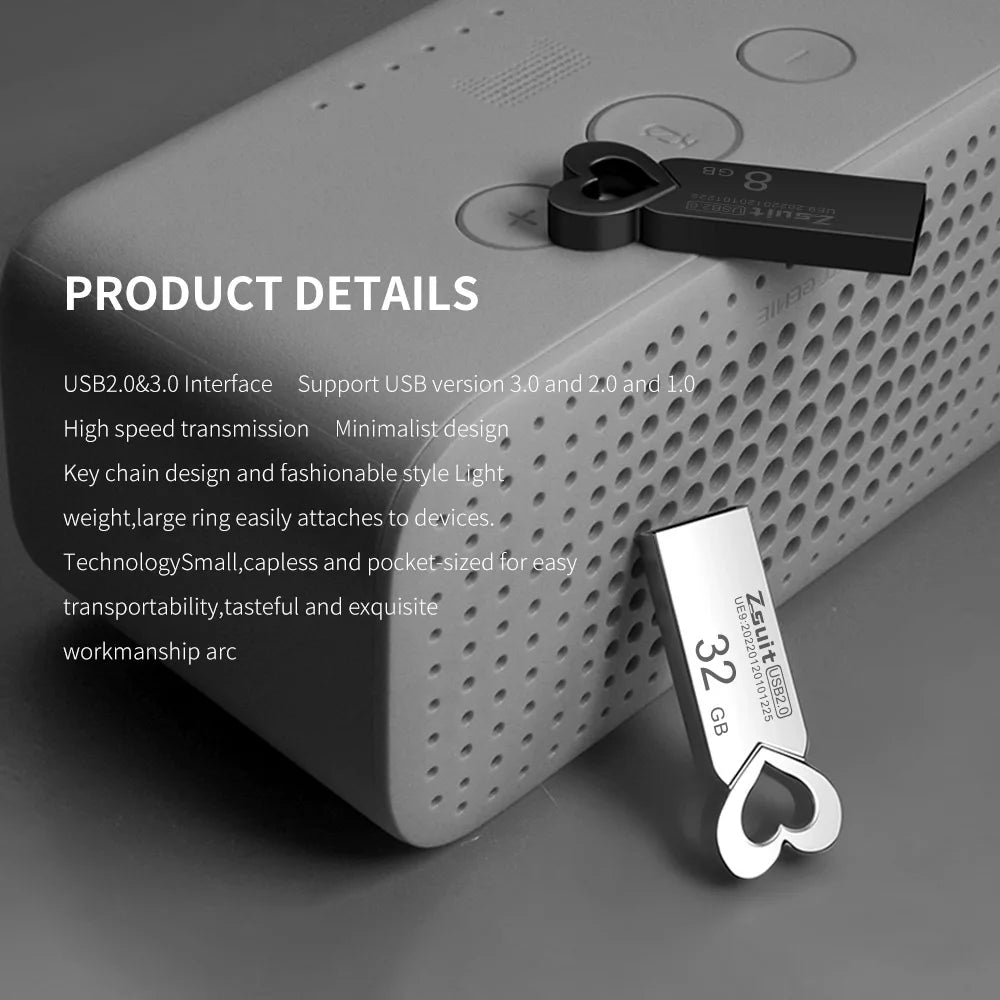 10-Pack Heart-Shaped Metal USB Flash Drives 4GB–32GB Waterproof USB Flash Drive PRIMED