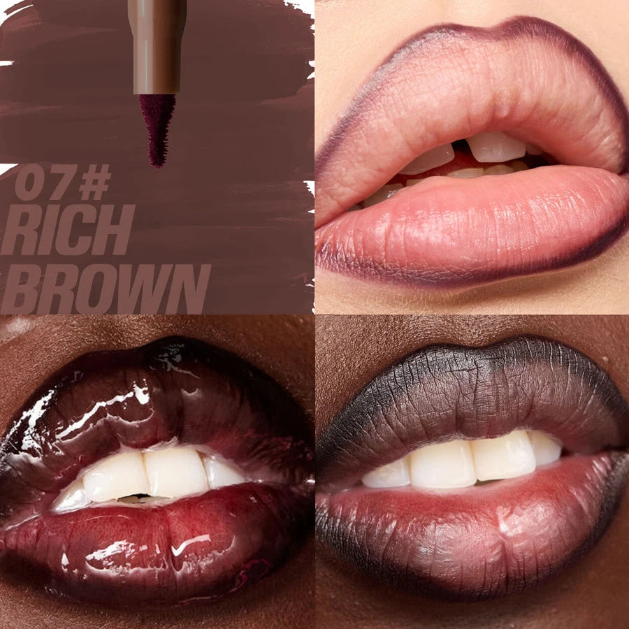Waterproof Velvet Matte Lip Liner Pencil – Nude & Cherry Red