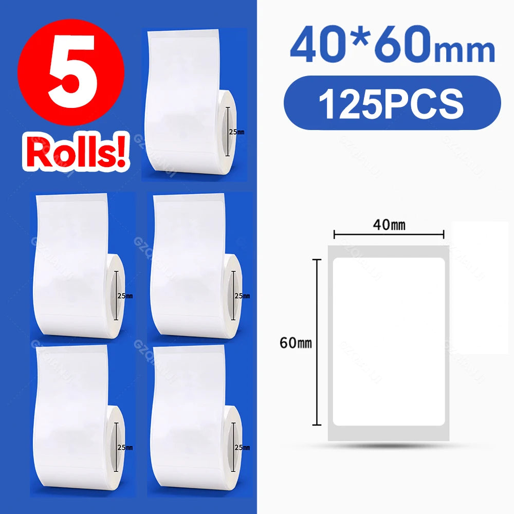 Niimbot Thermal Label Paper 5 Rolls 30–50mm | B1 B21 B203 B3S Thermal Label Rolls PRIMED 5Rolls WH40-60mm