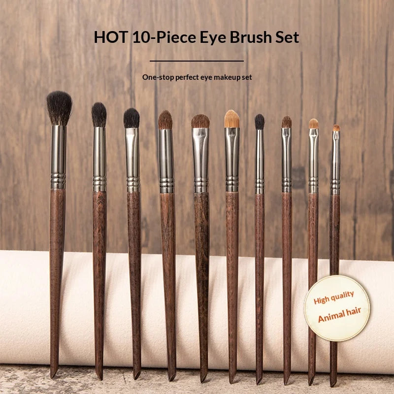 10-Piece Eyeshadow Makeup Brush Set – Goat & Animal Hair