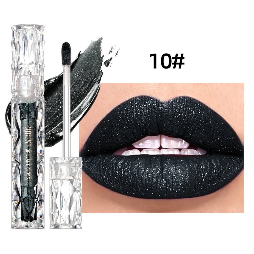 QiBest Diamond Shimmer Lip Gloss – 10 Colors, Waterproof