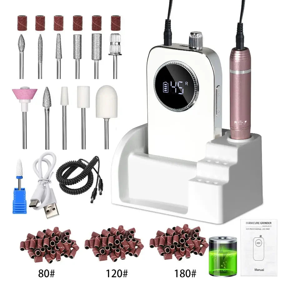 Professional Rechargeable Nail Drill Machine 45000 RPM Kit