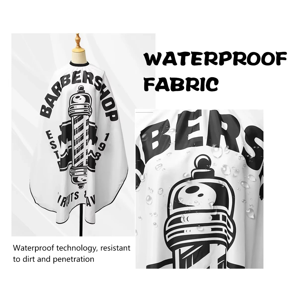 White Barber Haircut Cape – Salon & Home Hairdressing Gown