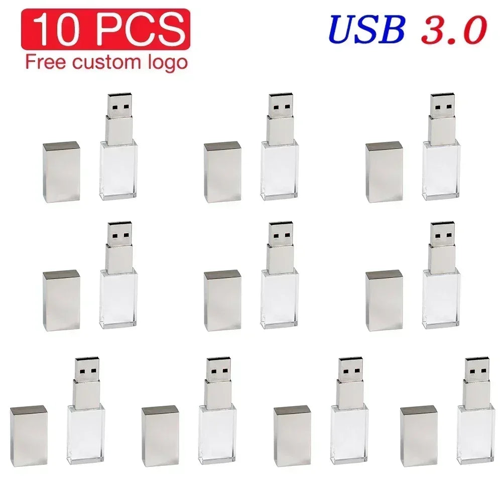 10-Pack 128GB Crystal USB 3.0 Flash Drives – Free Custom Logo USB Flash Drive PRIMED 4GB Silver without box China Mainland