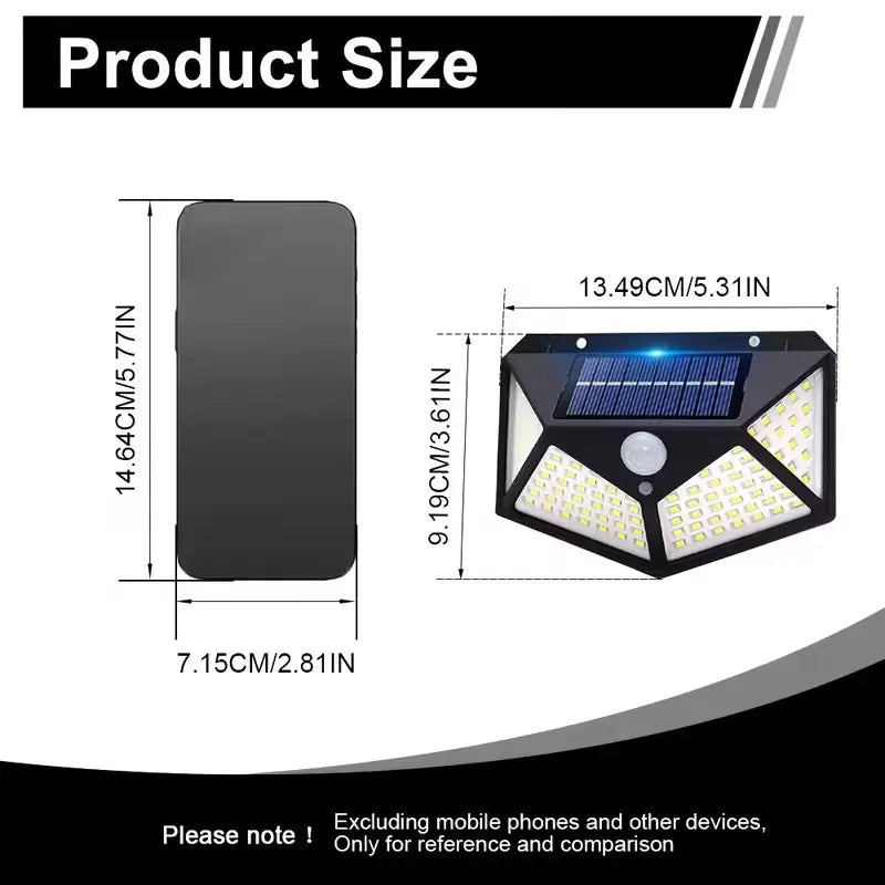 100 LED Solar Wall Light IP65 Motion Sensor Outdoor Lamp Solar Wall Light PRIMED