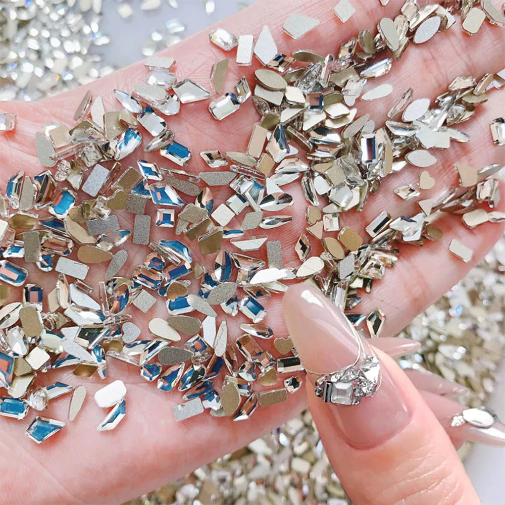 100Pcs Crystal AB Flatback Nail Rhinestones | 3D Manicure Gems