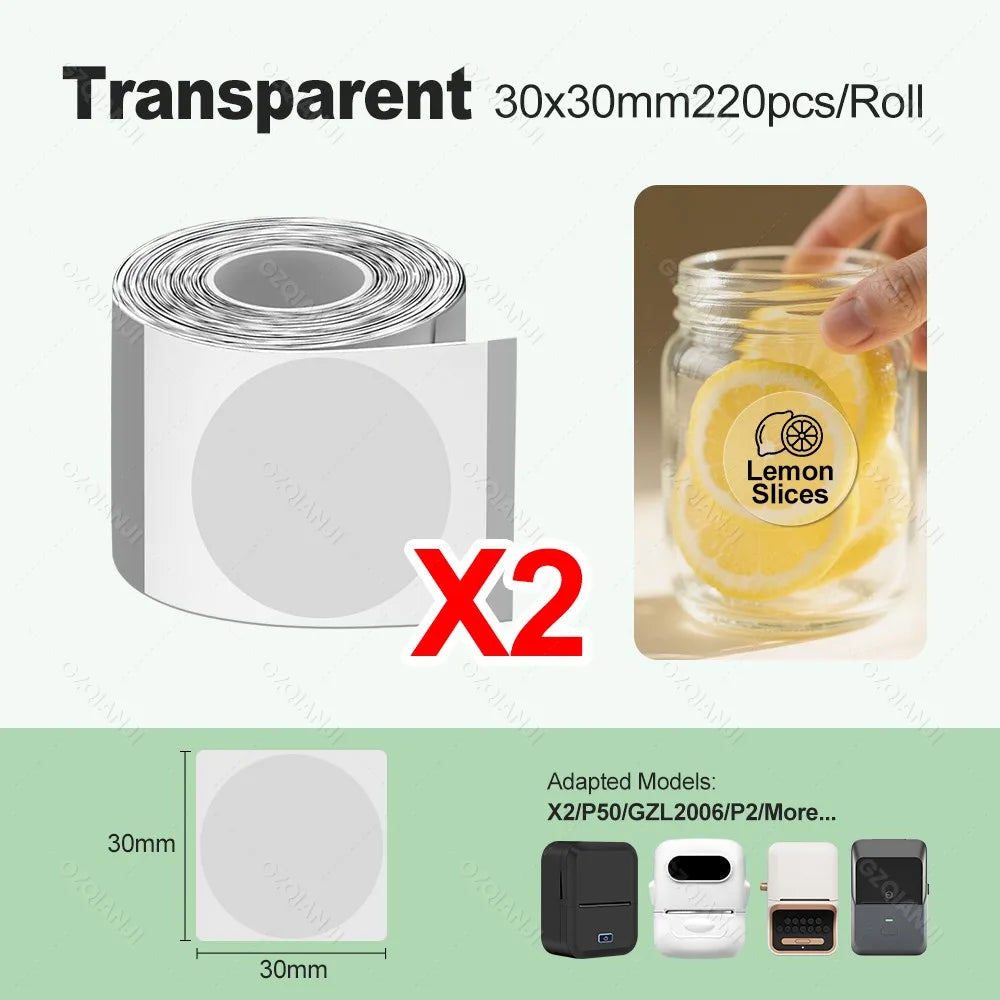 P2 Mini Bluetooth Thermal Label Printer – Inkless Sticker Maker Thermal Label Printer PRIMED Only 2Trans Round