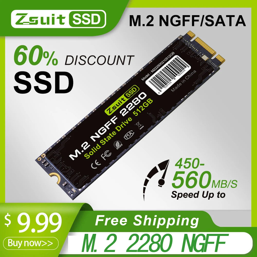 Z-Suite M.2 2280 SATA SSD 512GB 1TB Internal Drive for PC Internal SSD Drive PRIMED 128 GB