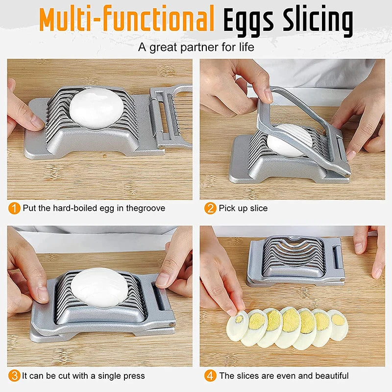 LMETJMA Stainless Steel Egg Slicer & Multi-Food Cutter JT188 Egg Slicer PRIMED