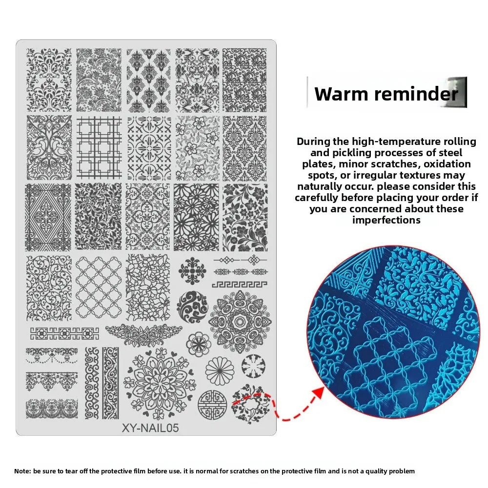Nail Art Stamping Plate – Butterfly, Flower & Heart Designs Nail Stamping Plate PRIMED