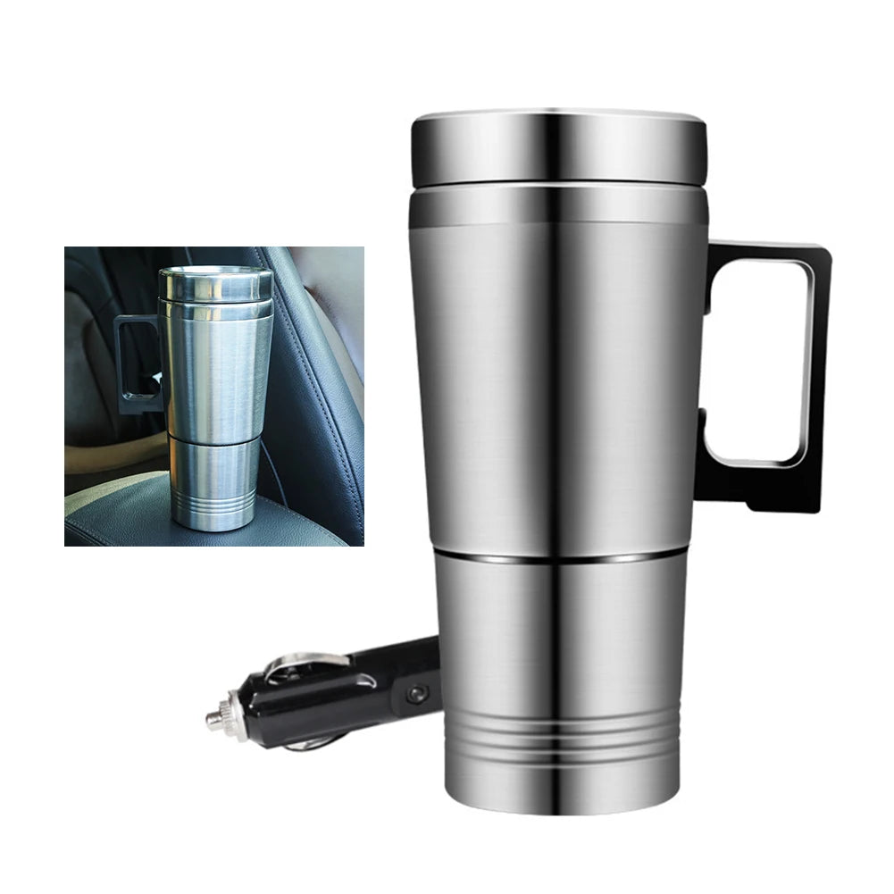 Electric Car Kettle 12V/24V Stainless Steel Travel Mug 300ml Car Travel Kettle PRIMED